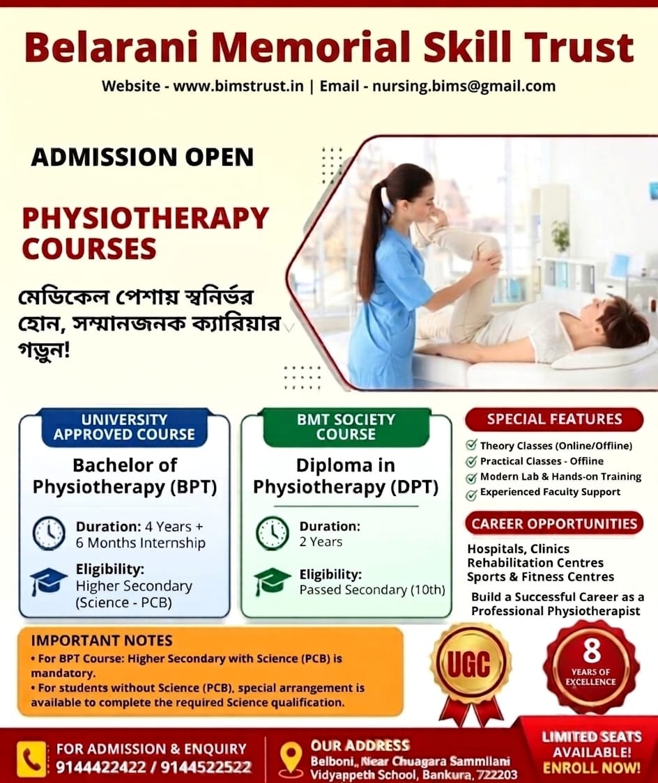 Bachelor of Physiotherapy admission poster